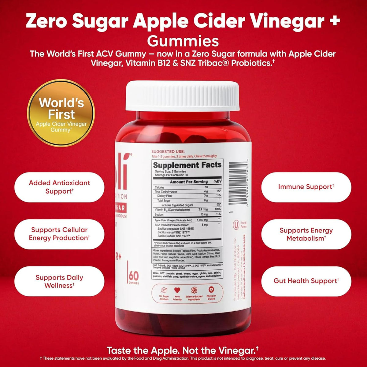 Goli 180 count zero sugar wellness gummies trio