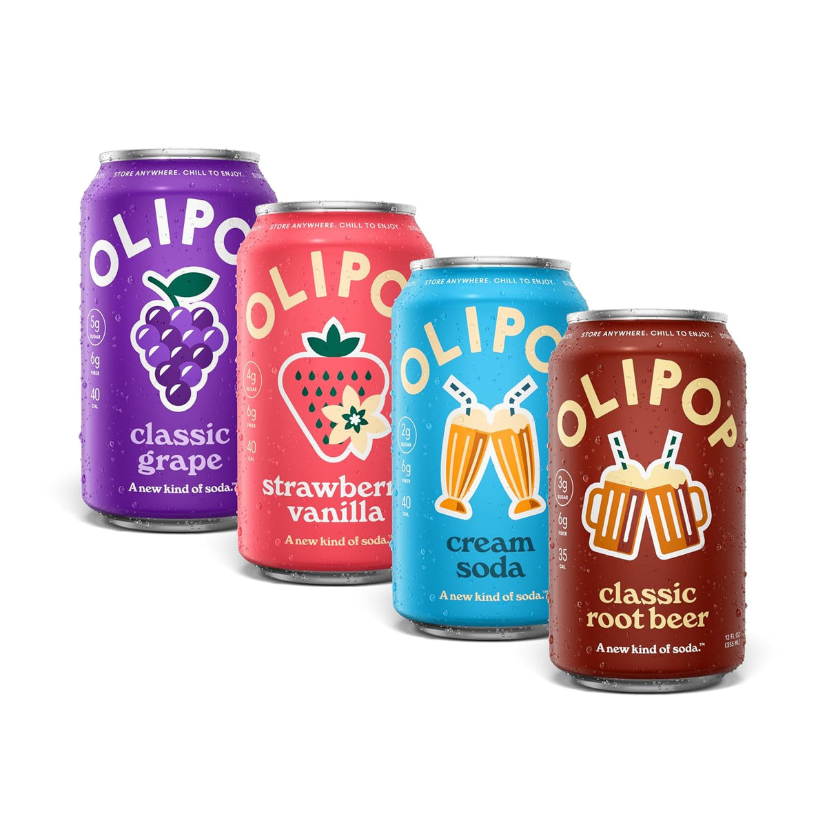 OLIPOP favorites variety prebiotic soda packaging