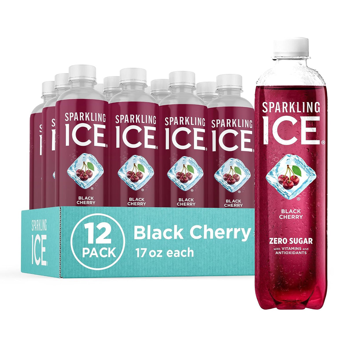 Sparkling Ice zero sugar black cherry flavored water