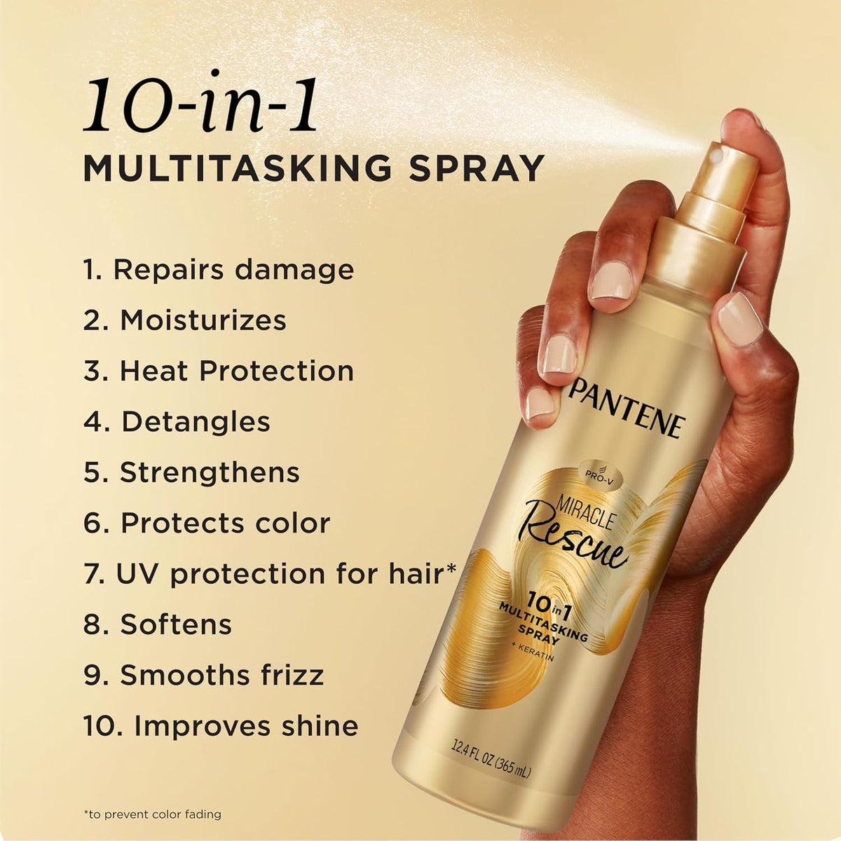Lightweight leave-in styling spray for smooth hair