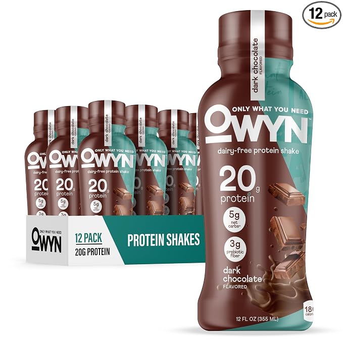 OWYN Dark Chocolate 20g plant protein shake 12 count