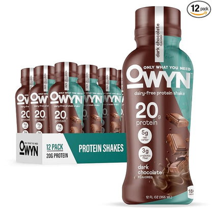 OWYN Dark Chocolate 20g plant protein shake 12 count