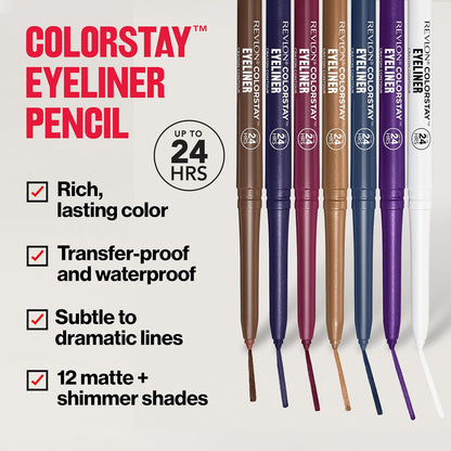 Waterproof black eyeliner pencil with smudger and sharpener