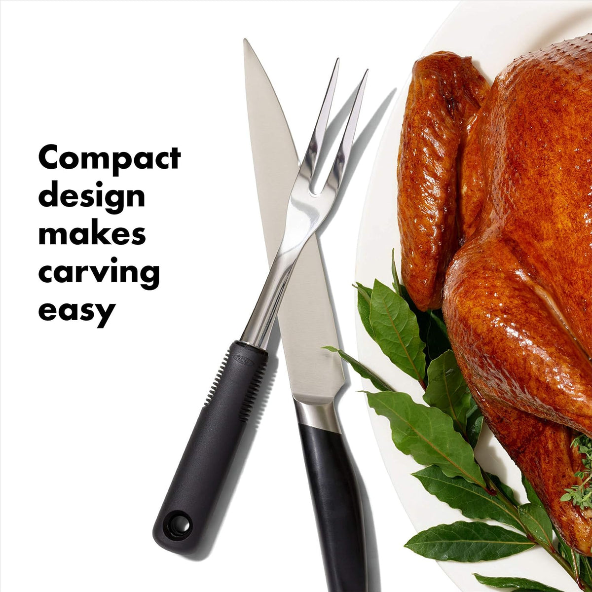 Stainless steel meat carving fork for serving