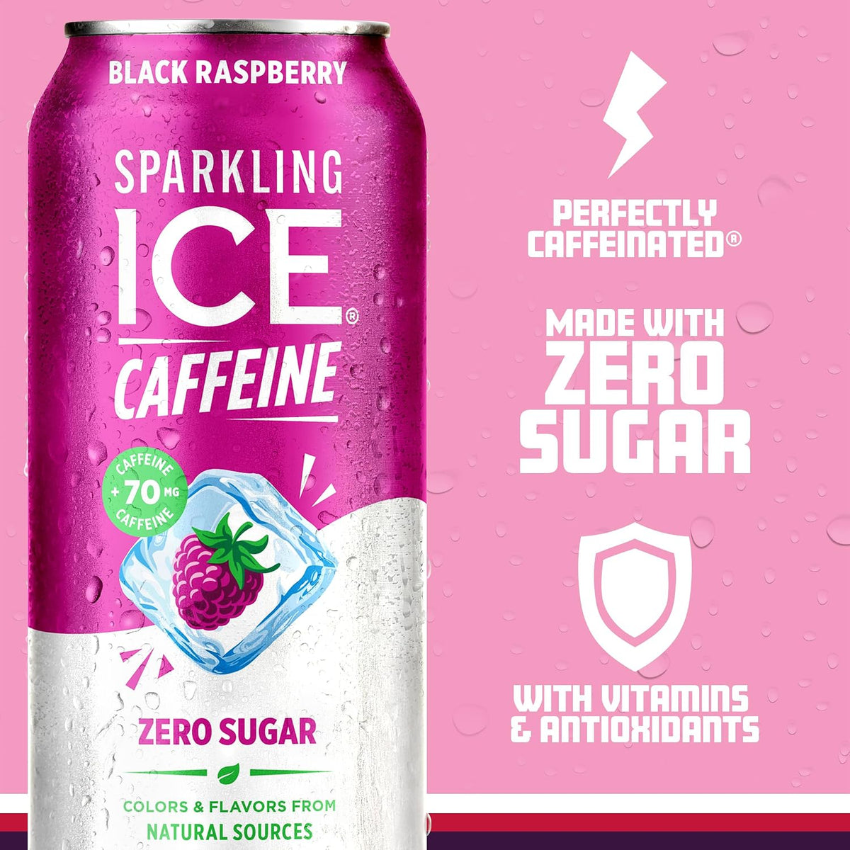 Pack of Sparkling Ice Caffeine Black Raspberry water