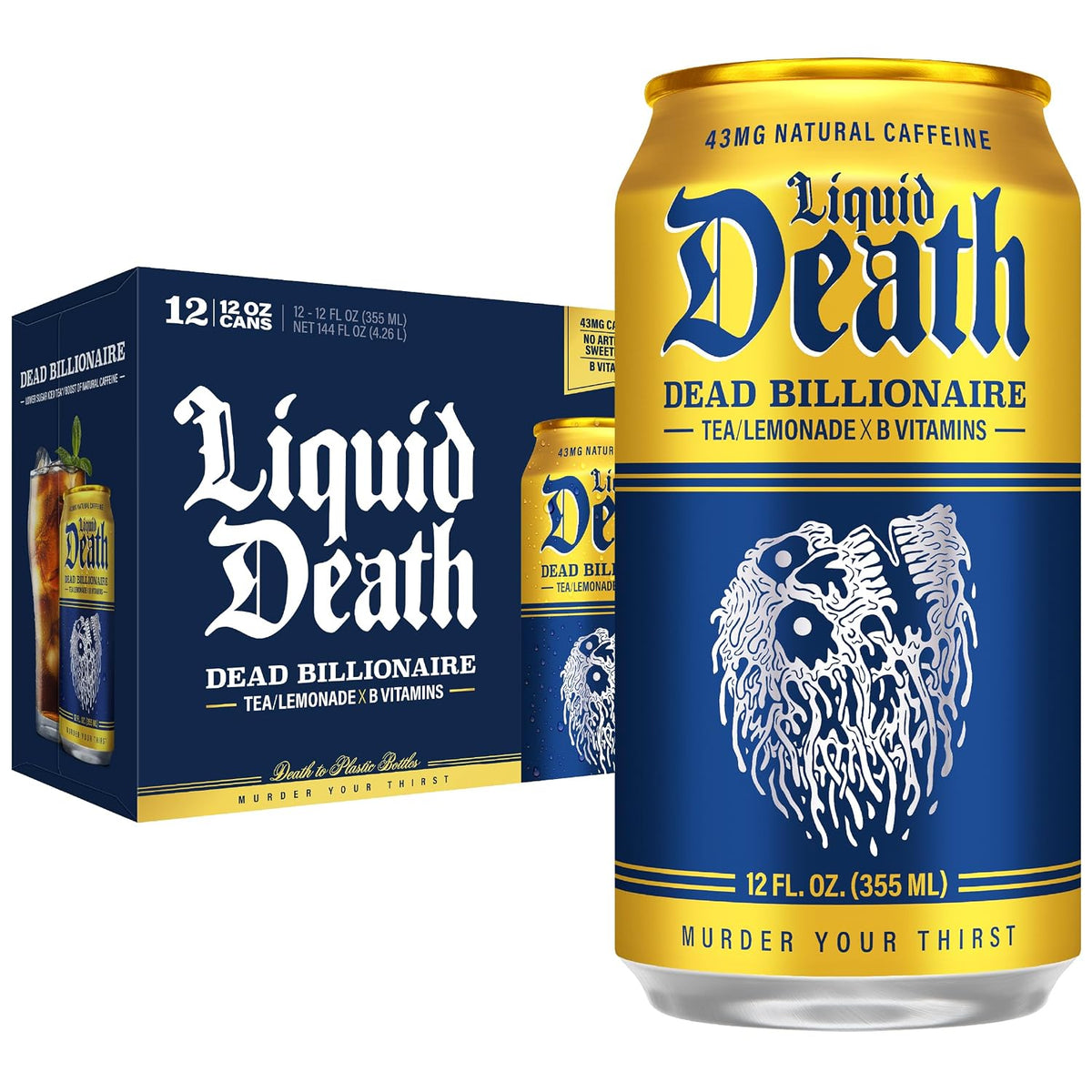 Liquid Death black tea lemonade cans