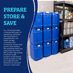 Emergency water containers with included water preserver