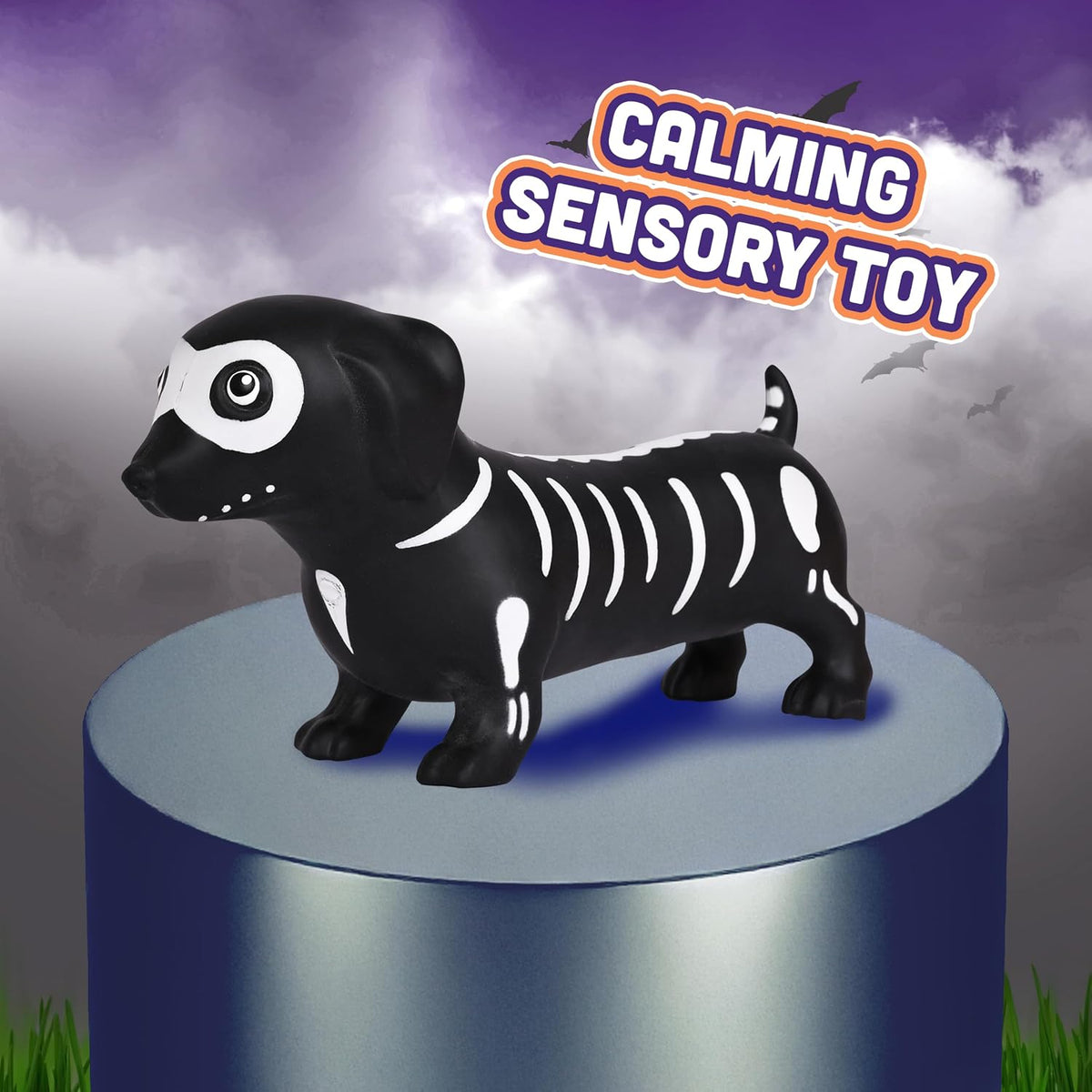 Soft cotton-filled skeleton dog fidget toy