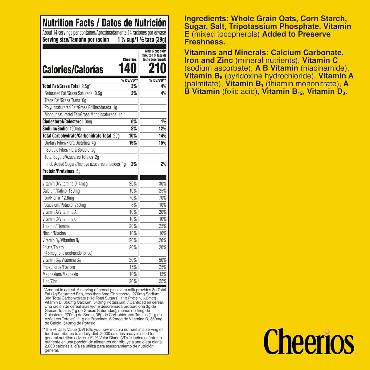 Cheerios toasted oat cereal for breakfast