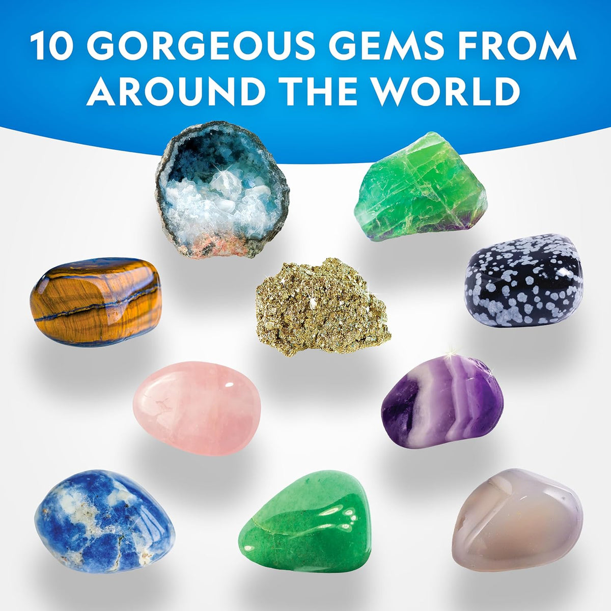 Gemstone identification sheet included in kit