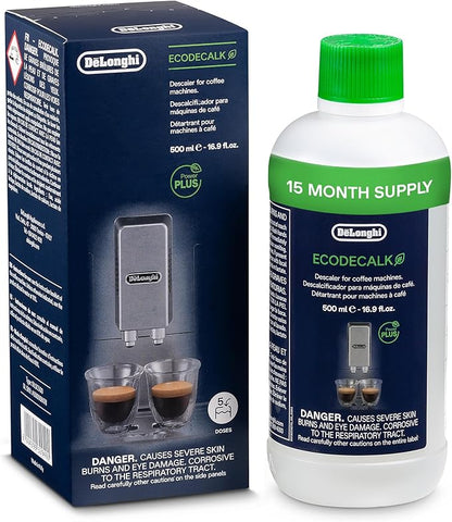 Visit the De'Longhi Store — De'Longhi EcoDecalk Descaler, Eco-Friendly Universal Descaling Solution for Coffee & Espresso Machines, 2-Pack (1 use per pack)