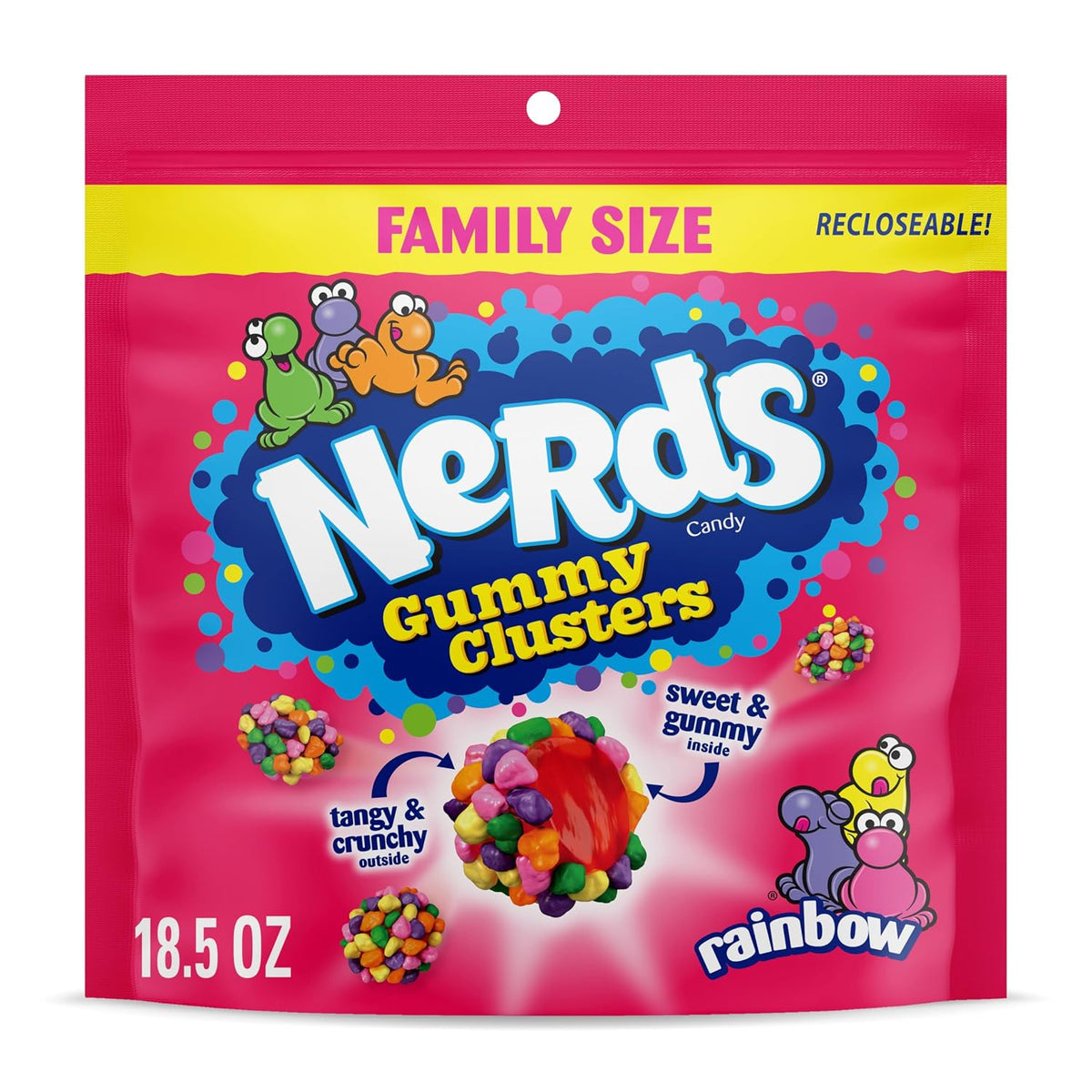 Rainbow NERDS gummy clusters crunchy candy bag