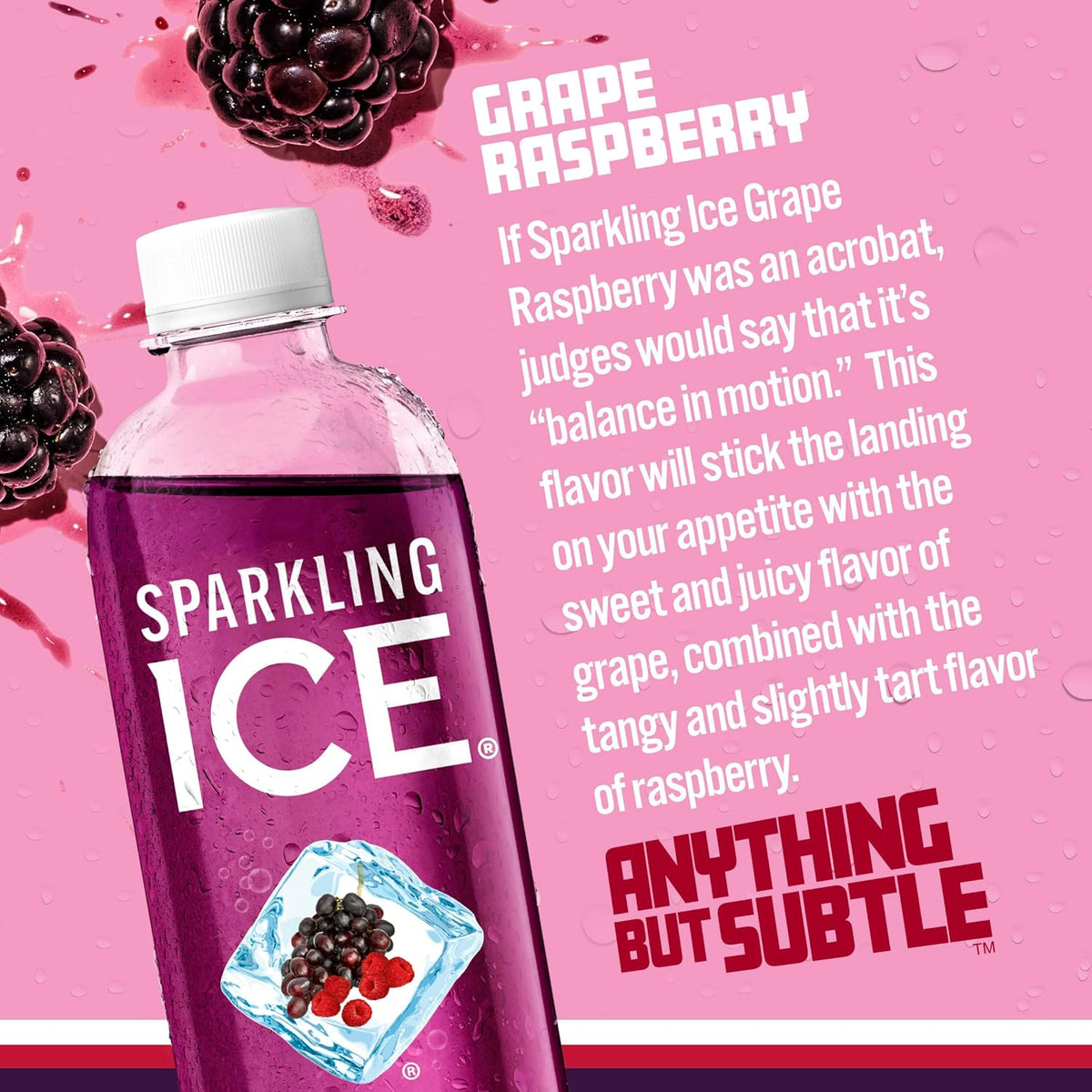 Grape raspberry low calorie sparkling beverage