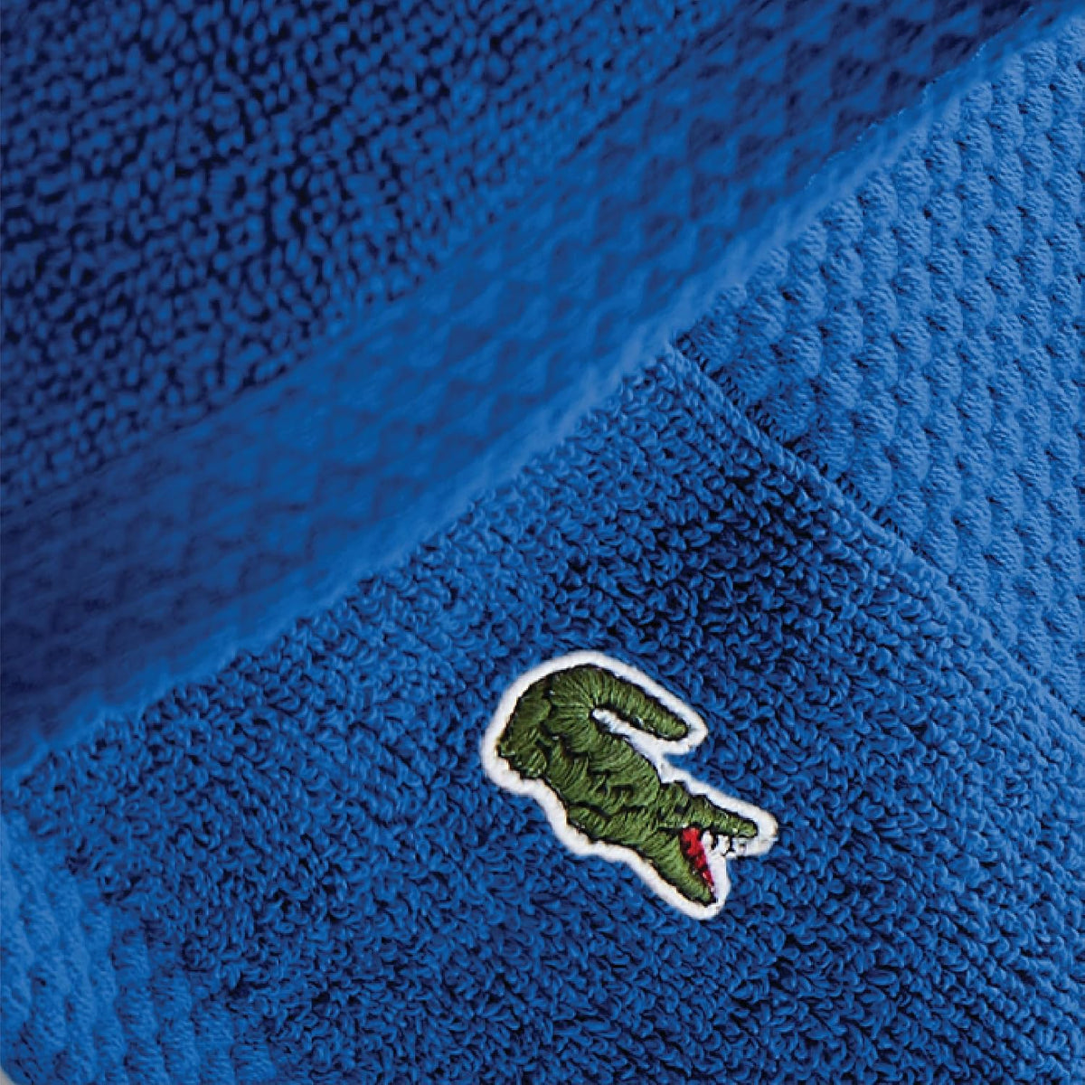 Surf Blue Lacoste bath wash cloth detail