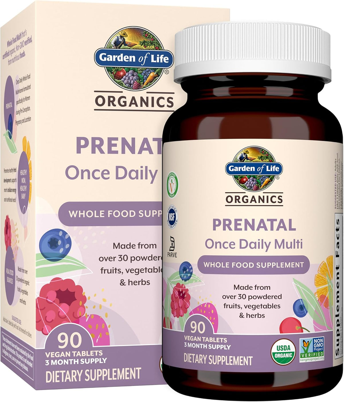 Organic prenatal multivitamin tablets by Garden of Life