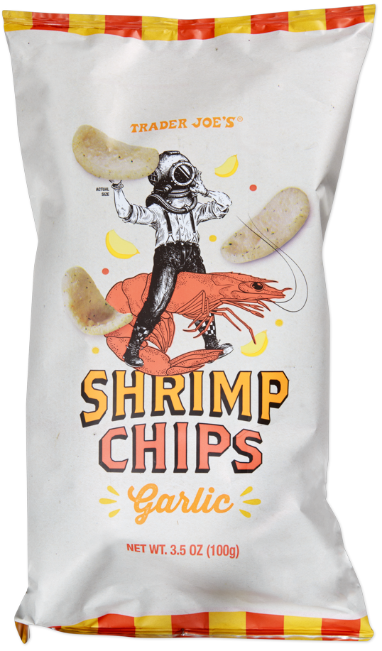 Trader Joe's garlic shrimp chips snack bag