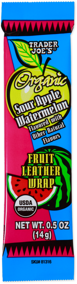 Organic sour apple watermelon fruit leather wrap