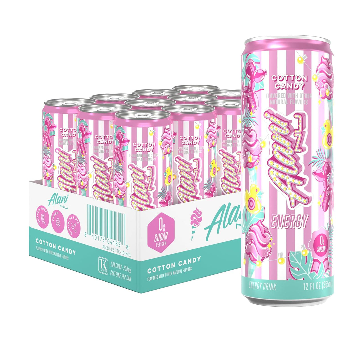 Alani Nu Cotton Candy energy drink pack front view