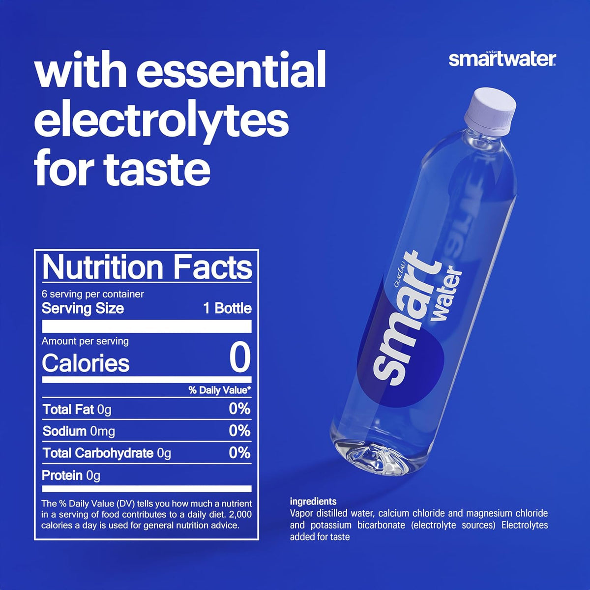 smartwater still water bottles with electrolytes