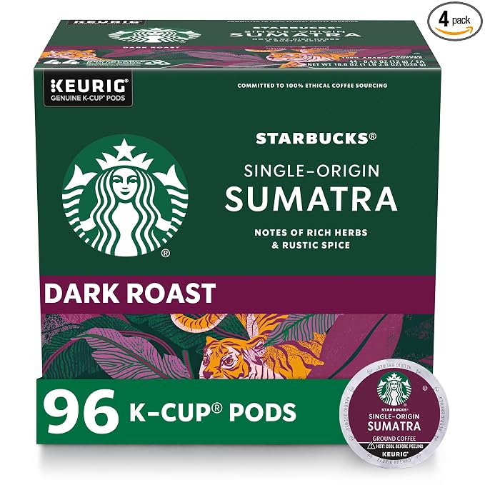 Starbucks Sumatra dark roast K-Cup coffee pods pack