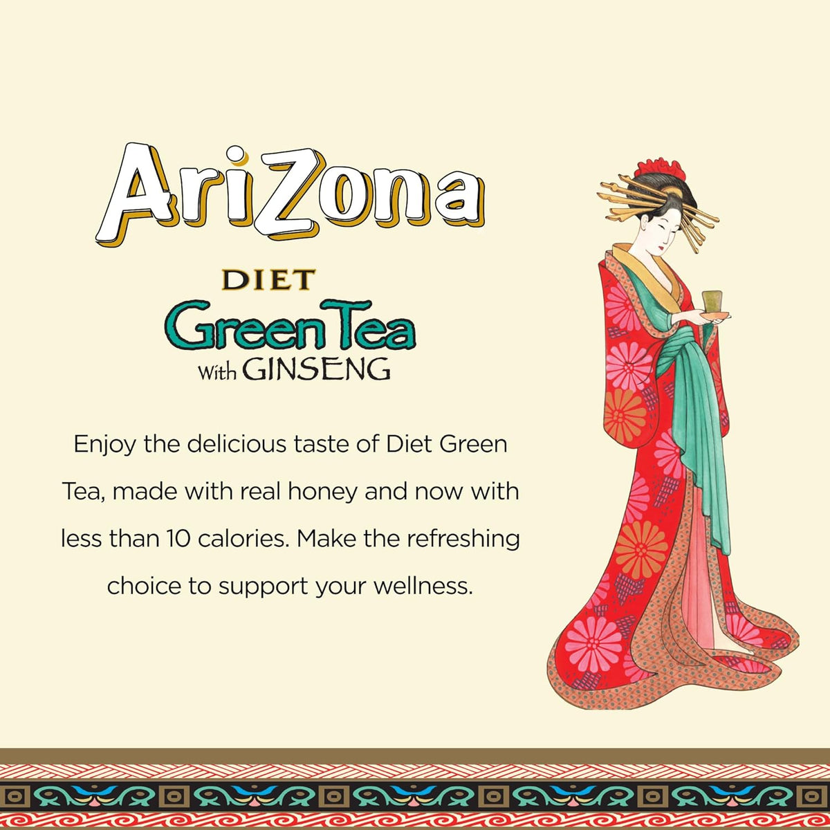 Refreshing low-calorie green tea drink
