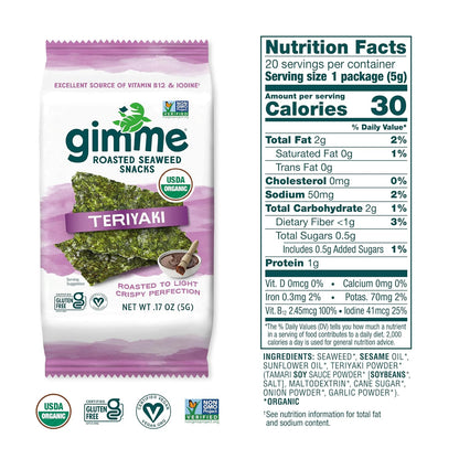 Crispy roasted seaweed snack with teriyaki flavor