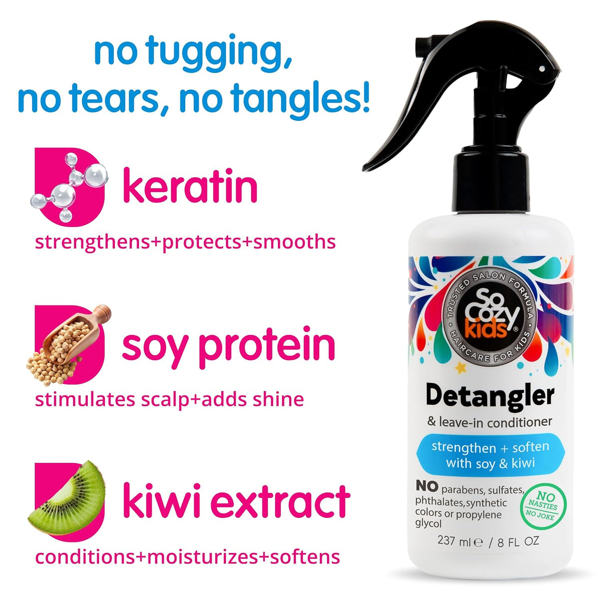 SO COZY detangling spray enriched with keratin soy protein kiwi extract