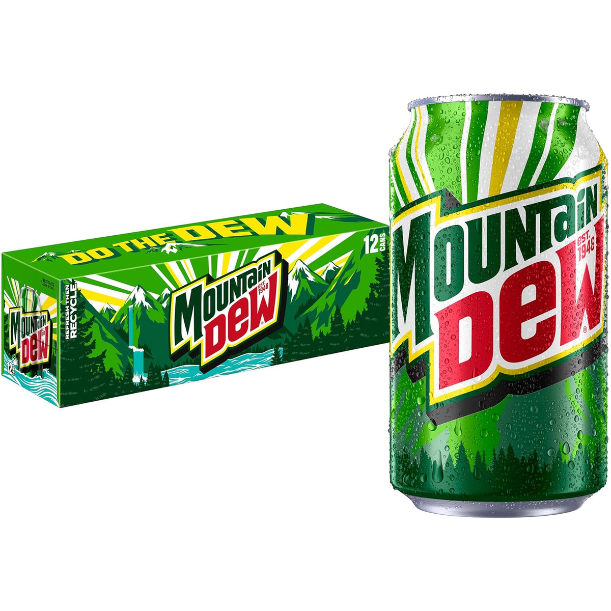 Mountain Dew 12 fl oz soda cans pack