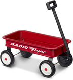 Radio Flyer red mini toy wagon with steel body and rolling wheels