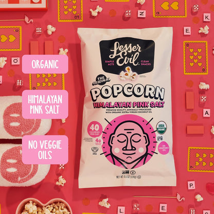 LesserEvil savory popcorn snack packaging