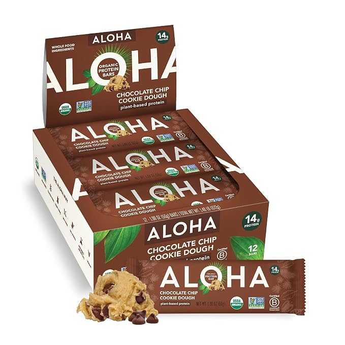 ALOHA organic plant based protein bars package