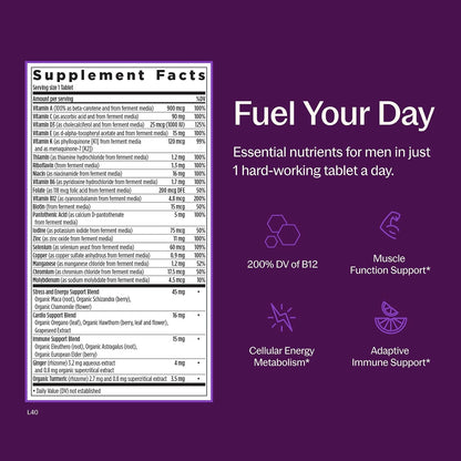 Gluten free vegetarian men's multivitamin bottle