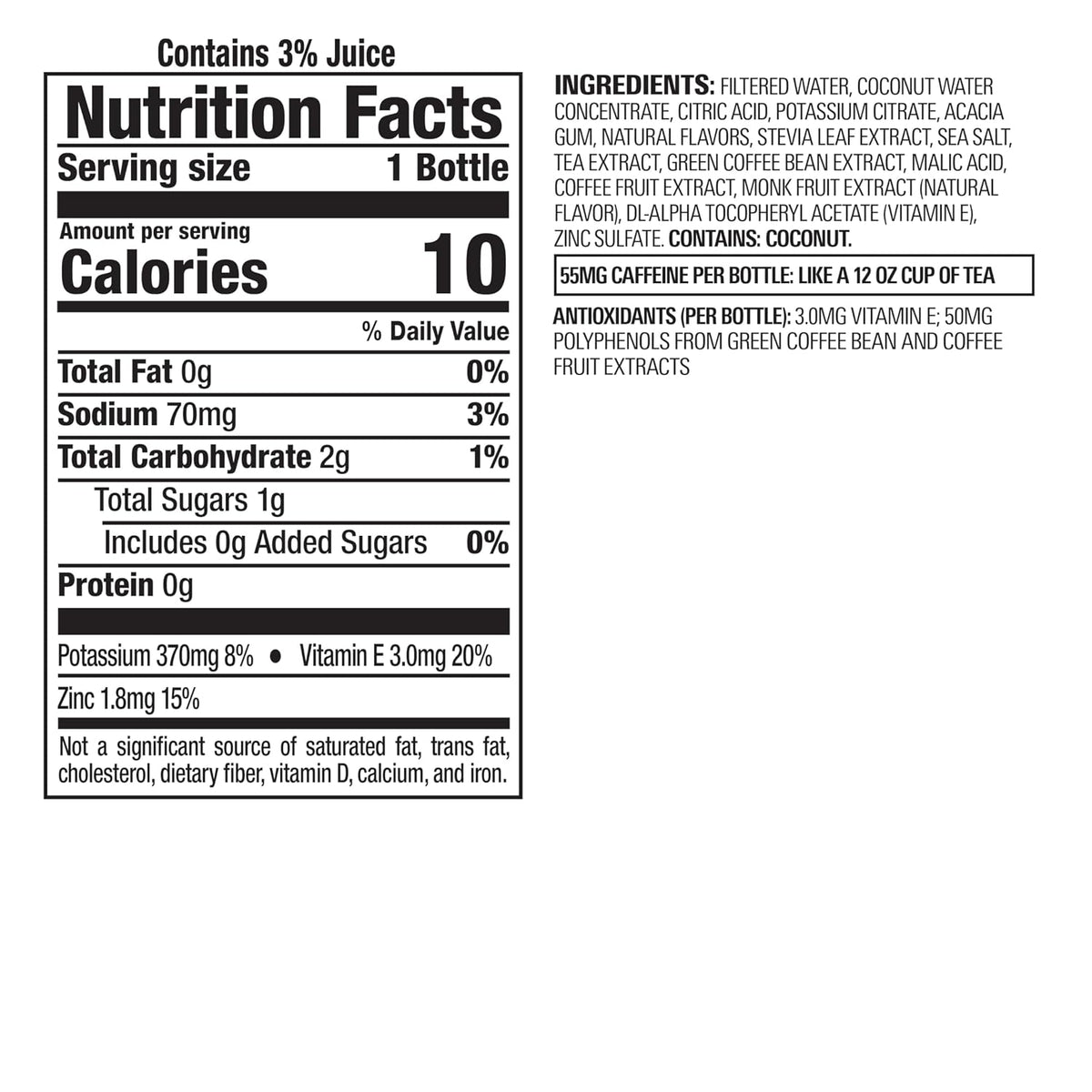 Bai Madagascar Coconut Mango no artificial sweeteners