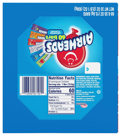 Individually wrapped Airheads chewy candy bars