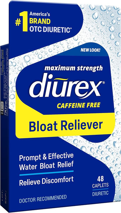 Diurex caffeine-free bloat relief 48 count package