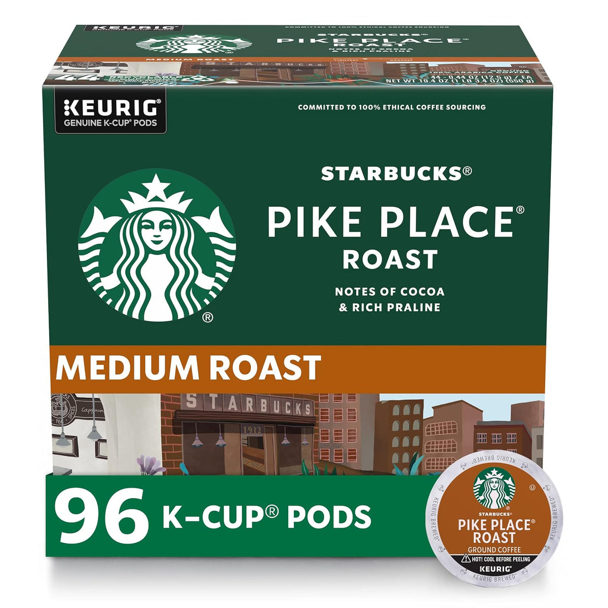 Starbucks medium roast K-Cup pods for hot or iced coffee