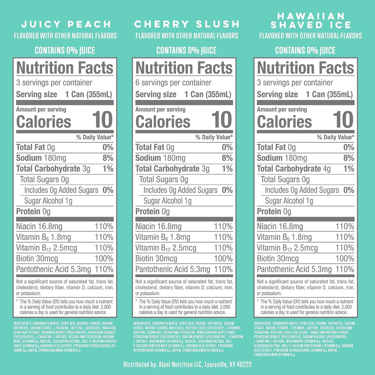 Sugar free Alani Nu energy drinks with 200mg caffeine