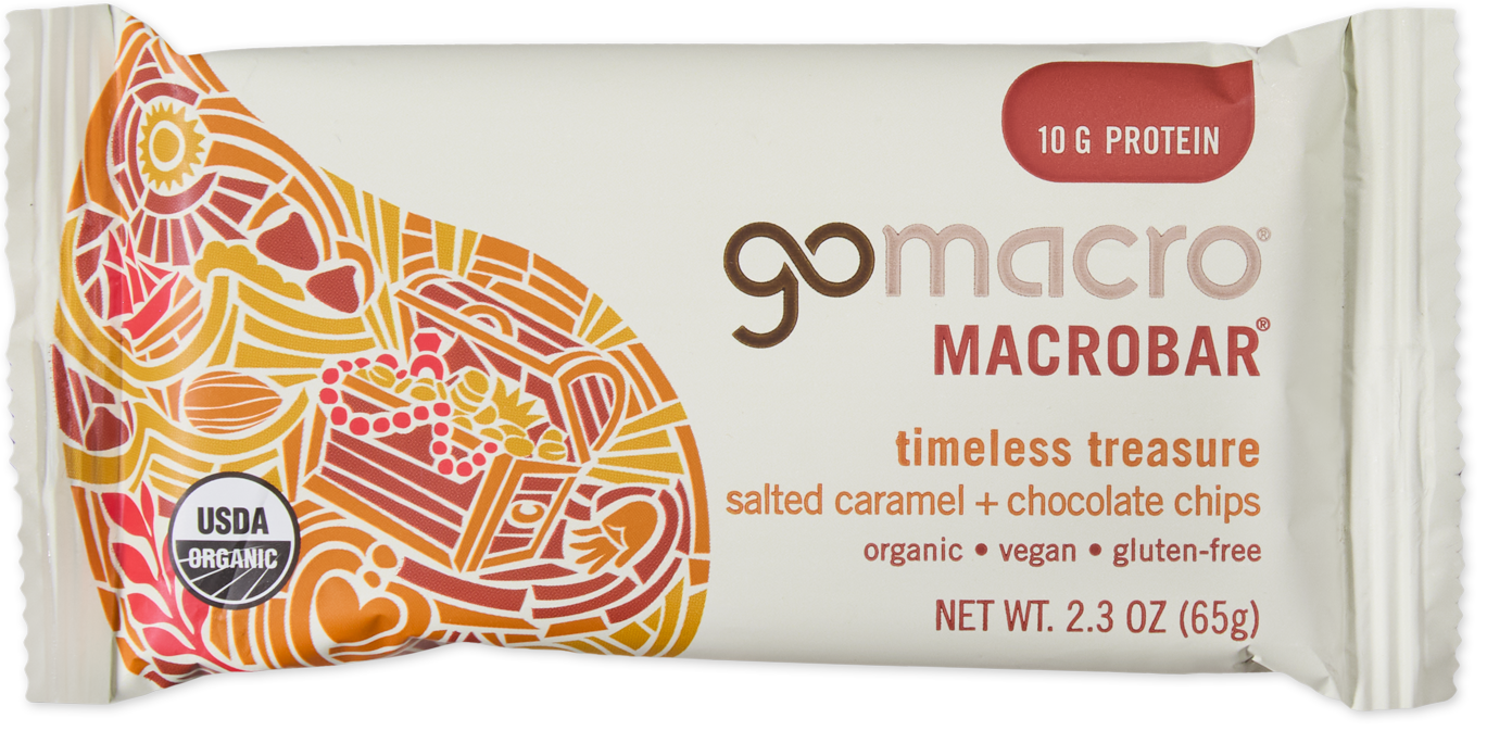 GoMacro Timeless Treasure salted caramel chocolate chips snack bar