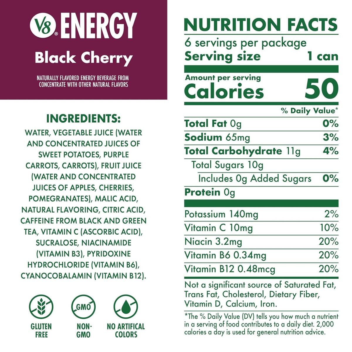 V8 Energy black cherry beverage with tea caffeine