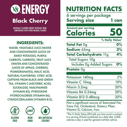 V8 Energy black cherry beverage with tea caffeine