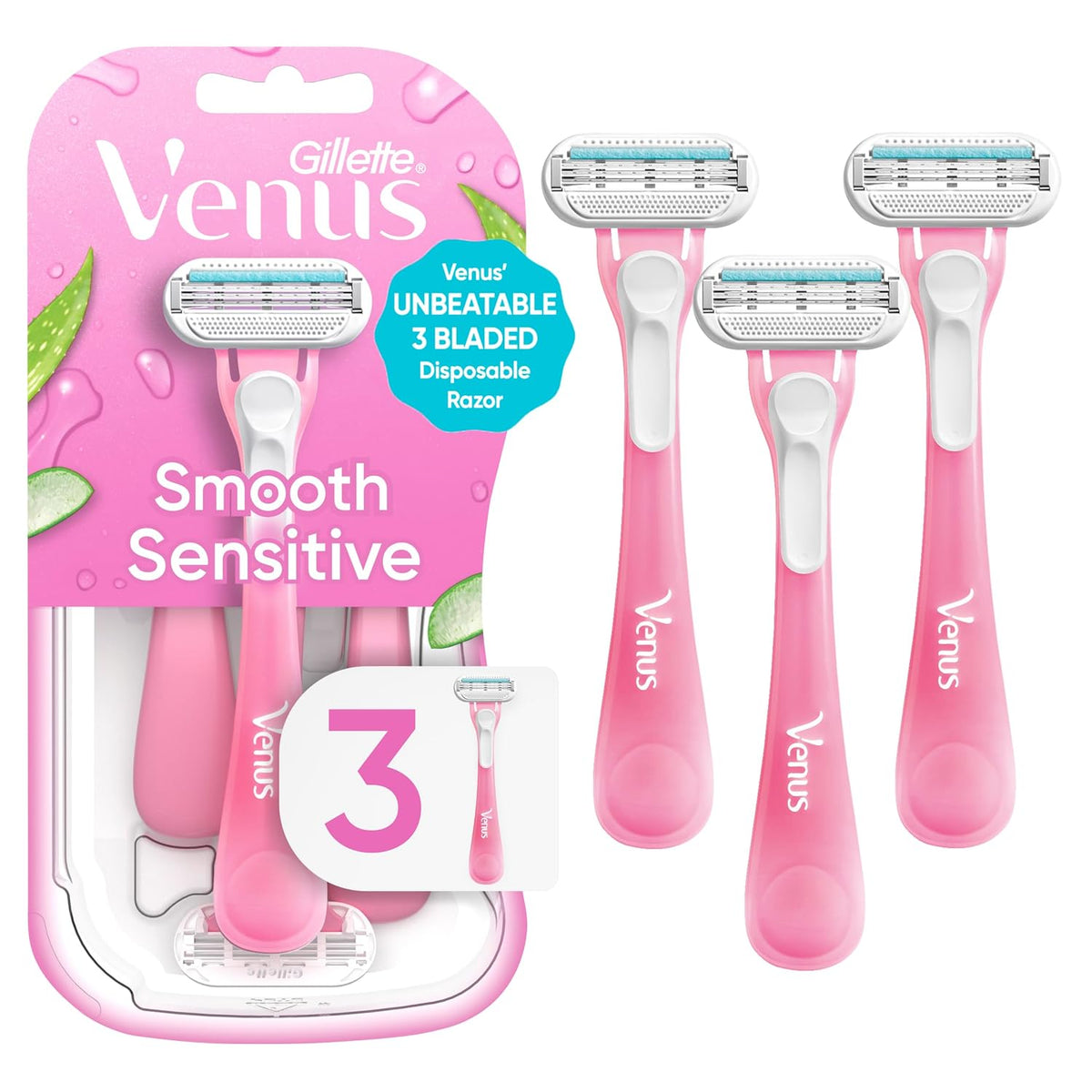 Gillette Venus Sensitive razor package for women