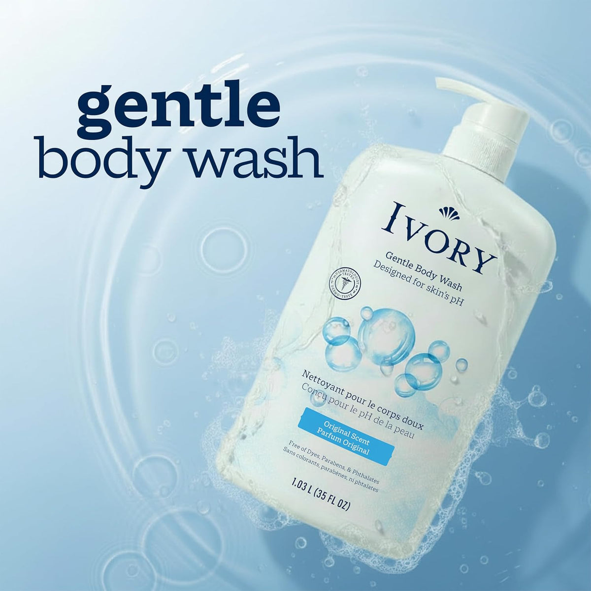 Ivory dermatologist tested body wash with plant based cleansers