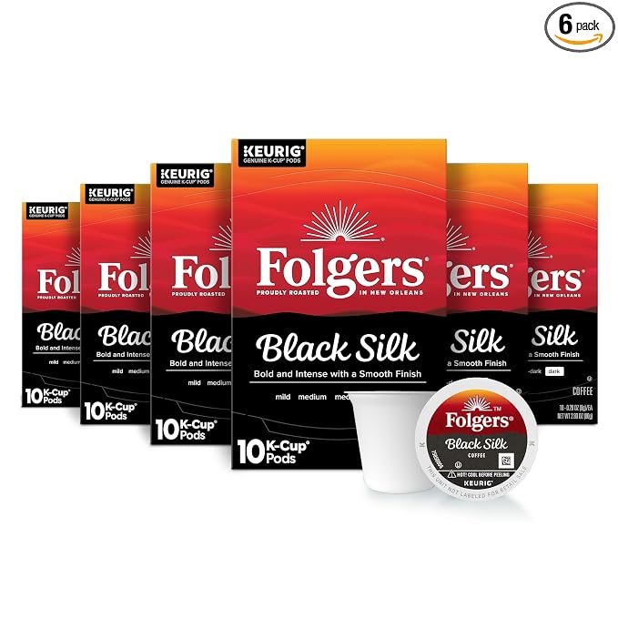 Folgers Black Silk dark roast coffee K-Cup pods, 60 count