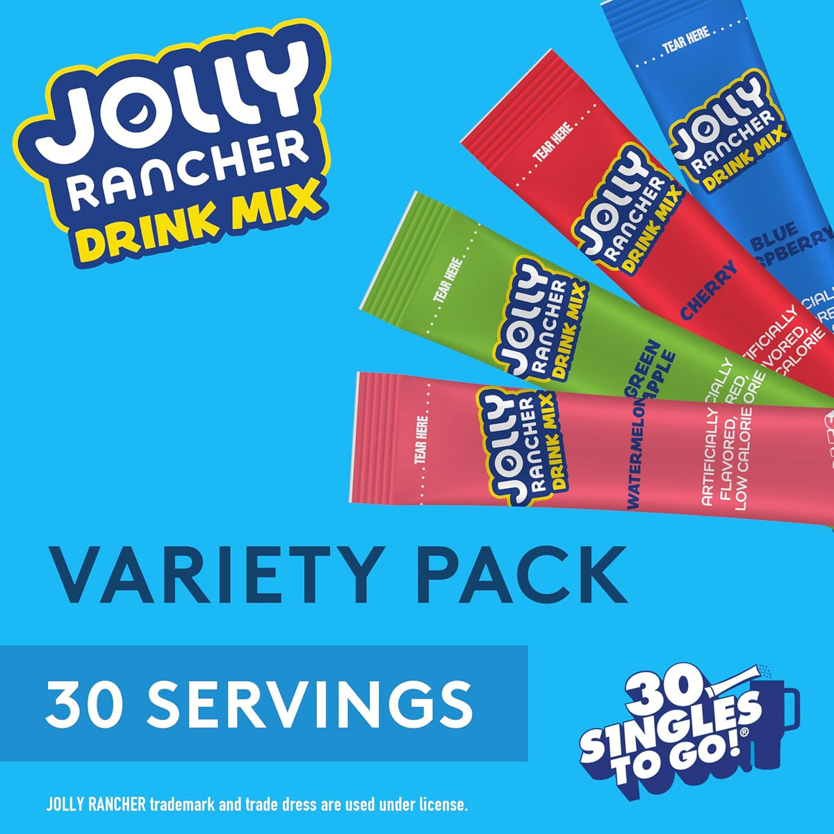 Flavored water packets in Green Apple Blue Raspberry Cherry Watermelon