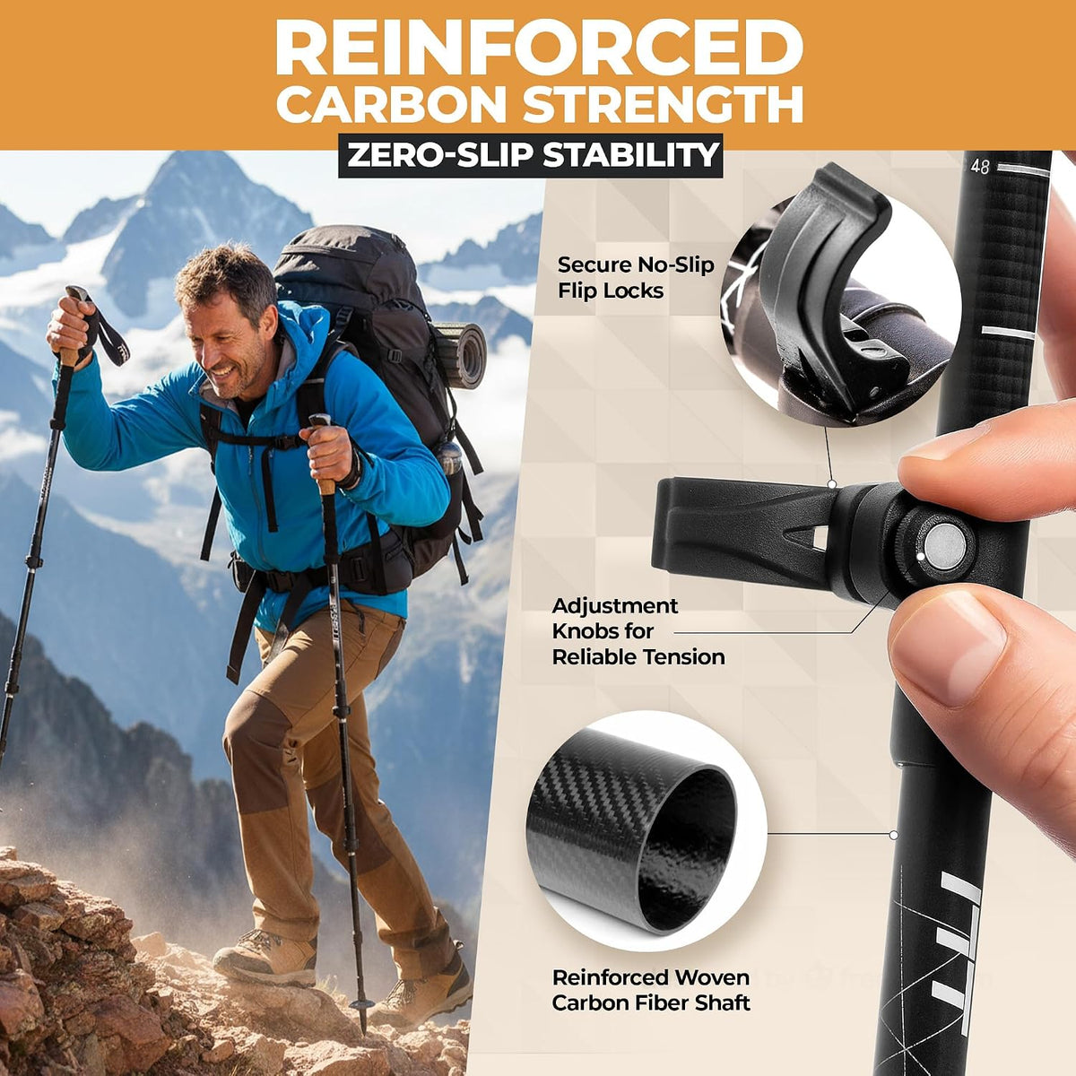 Foxelli hiking poles with quick flip locks