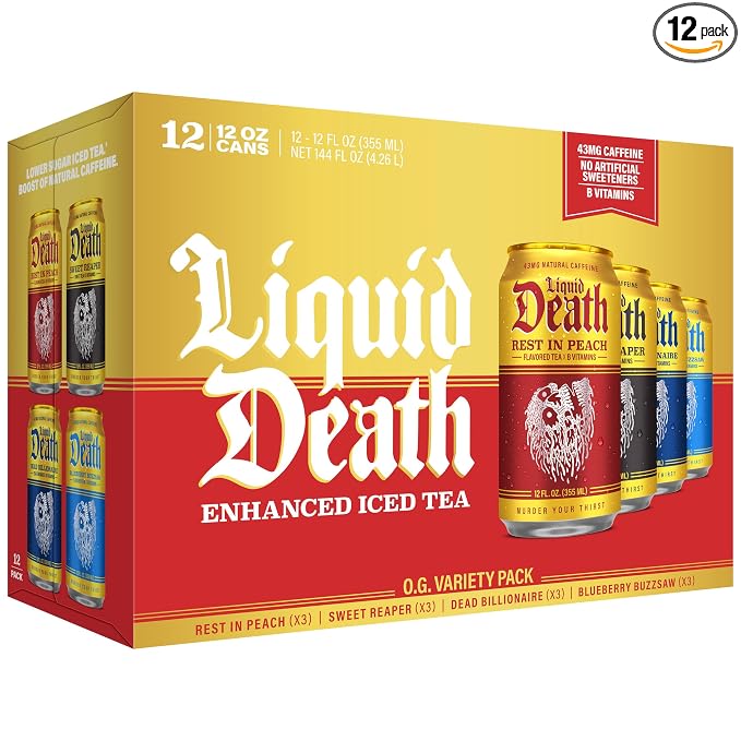 Liquid Death iced tea O.G. variety 12 pack cans