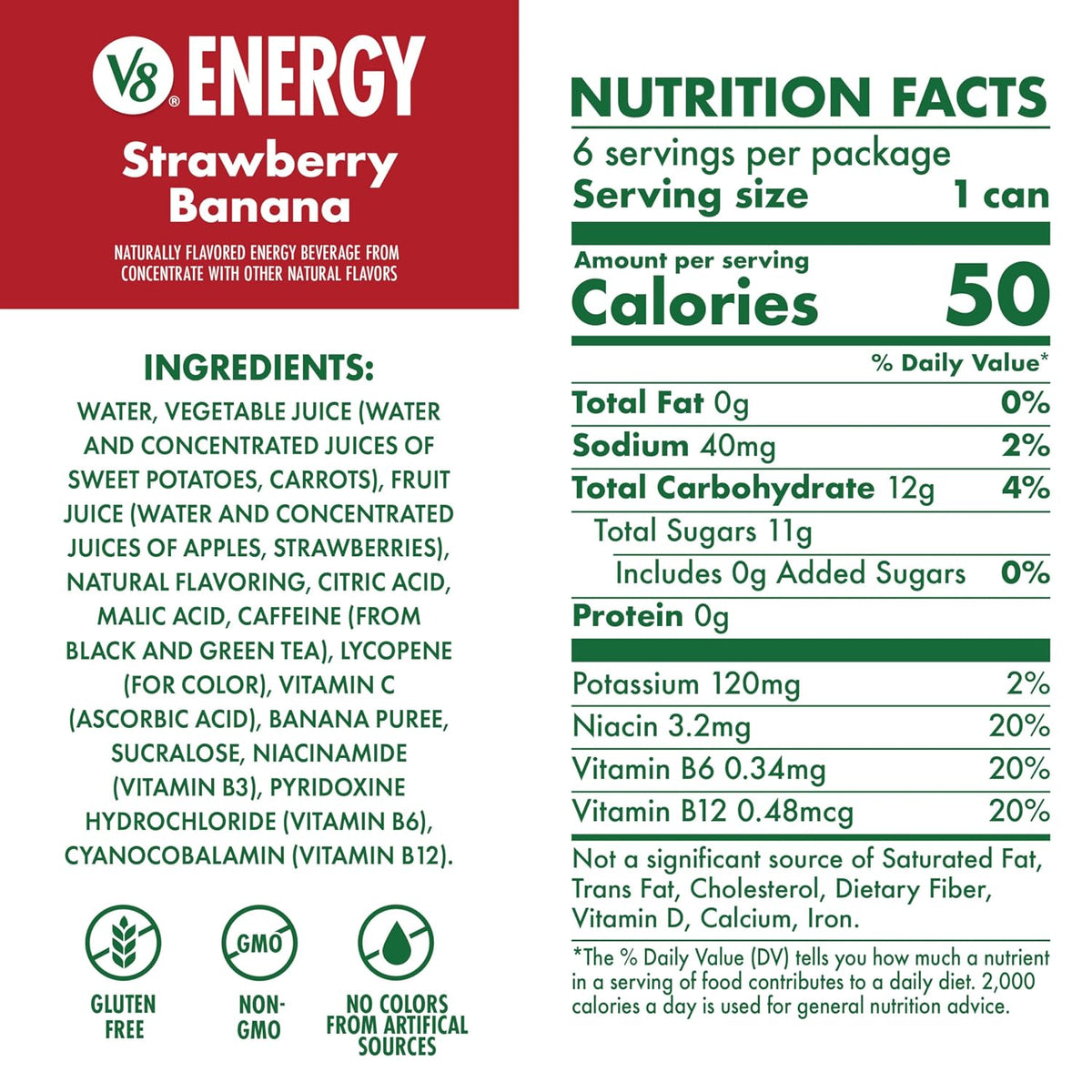 V8 Energy juice drink with black and green tea caffeine