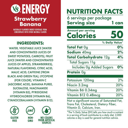V8 Energy juice drink with black and green tea caffeine