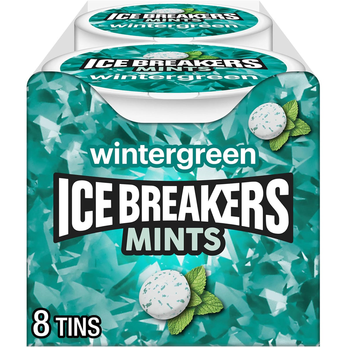 Wintergreen sugar free mints in convenient ICE BREAKERS tins
