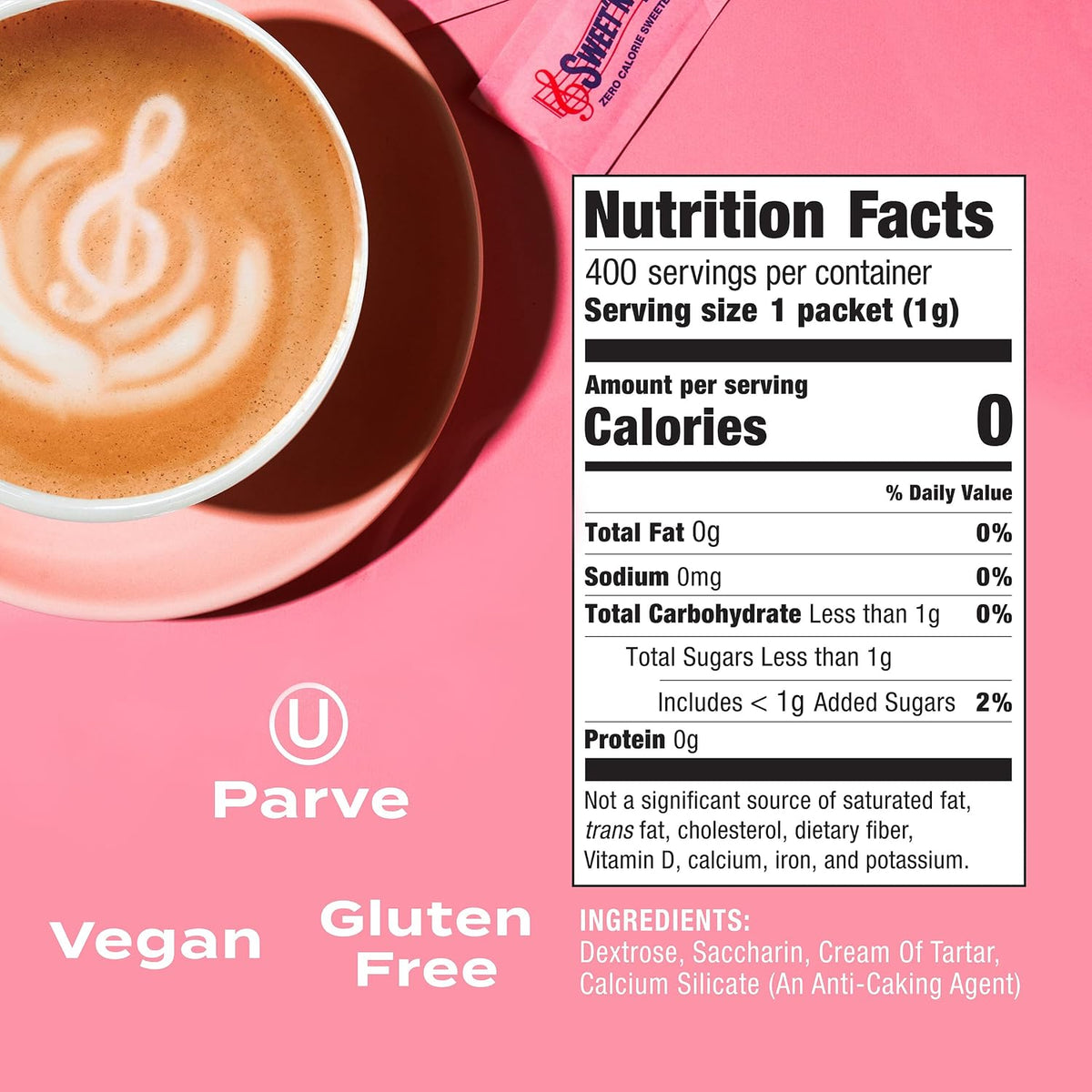Zero calorie sweetener packets for coffee and tea